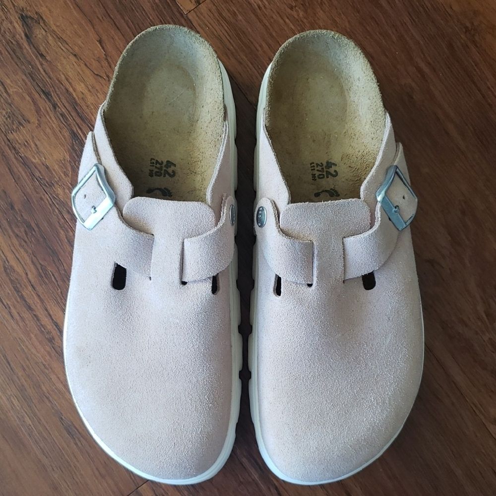 Birkenstock Papillio Light Rose Suede Chic Retro Feminine Chunky Boston Size 42 - Picture 4 of 11